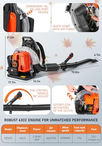 HTK Gas Backpack Leaf Blower - Powerful & Ergonomic
