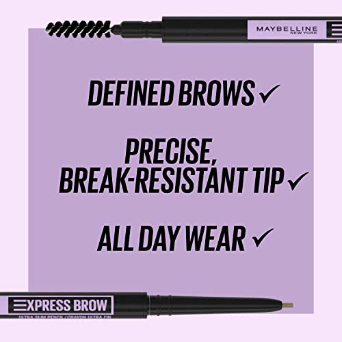 Maybelline Brow Ultra Slim Defining Eyebrow Makeup Mechanical Pencil With 1.55 MM Tip And Blending Spoolie For Precisely Defined Eyebrows, Light Blonde, 0.003 oz.