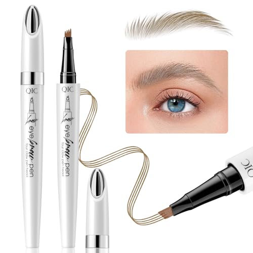 Atnadov Eyebrow Pen Waterproof Eyebrow Pencil Natural Simulation Eyebrow Pencil for women's professional makeup with 4 Fork Tip for Natural-Looking Hair-Like Defined Brows, Last All-Day（Light Brown）