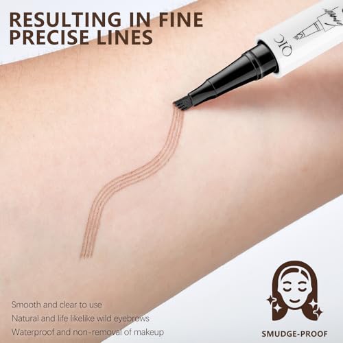 Atnadov Eyebrow Pen Waterproof Eyebrow Pencil Natural Simulation Eyebrow Pencil for women's professional makeup with 4 Fork Tip for Natural-Looking Hair-Like Defined Brows, Last All-Day（Light Brown）