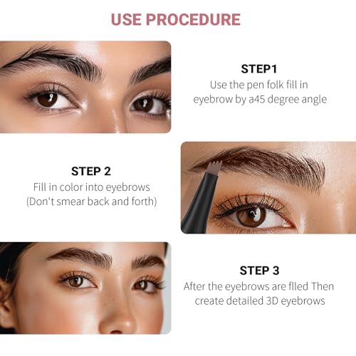 QIC Eyebrow 4 Tip Brow Pencil,3D Waterproof Microblading Eyebrow Tattoo Pencil 4 Fork Tip,Microblading Eyebrow Pen Magic Eyebrow Pencil Microblade Eyebrow Pencil with Micro-Fork Tip (Dark Brown)
