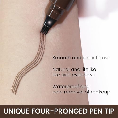 Kaely 2Pcs Magical Precise Waterproof Brow Pen,Suake Eyebrow Contouring Pen,4 Tip Eye Brow Pencils for Women Makeup,lapiz de cejas 3d Microblading Eyebrow Pen Pencil,24h Smudge Proof,02 Dark Brown