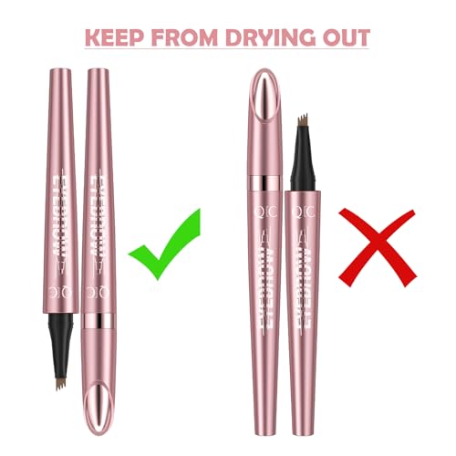 QIC Eyebrow 4 Tip Brow Pencil,3D Waterproof Microblading Eyebrow Tattoo Pencil 4 Fork Tip,Microblading Eyebrow Pen Magic Eyebrow Pencil Microblade Eyebrow Pencil with Micro-Fork Tip (Dark Brown)