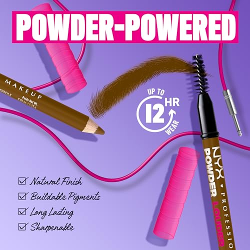 NYX PROFESSIONAL MAKEUP Brow Powder Louder Eyebrow Pencil, Brow Pencil with Buildable Volume For Up To 12HR Wear, Vegan Formula - Blonde