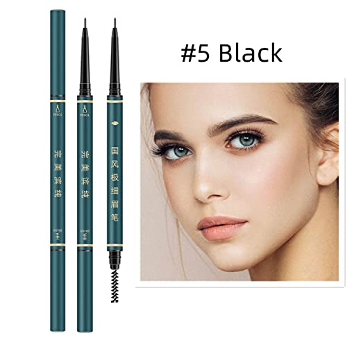 3 Pack of Waterproof Eyebrow Pencil,Professional Makeup Micro Brow Pencil,Brow Kit with Eyebrow Brush and Razor,Ultra-Fine Mechanical Pencil (Black)