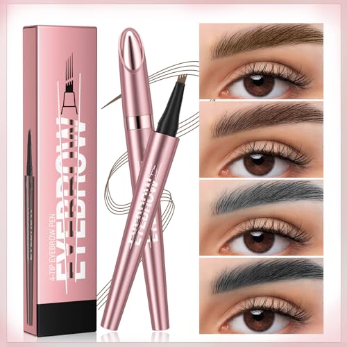 4D Four-Tip Eyebrow Pen - Waterproof, Long-Lasting, Smudge-Proof, Easy to Use for Perfect Brows and Defined Eyes - Light Brown Eyebrow Pencil