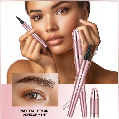 4D Four-Tip Eyebrow Pen - Waterproof, Long-Lasting, Smudge-Proof, Easy to Use for Perfect Brows and Defined Eyes - Light Brown Eyebrow Pencil