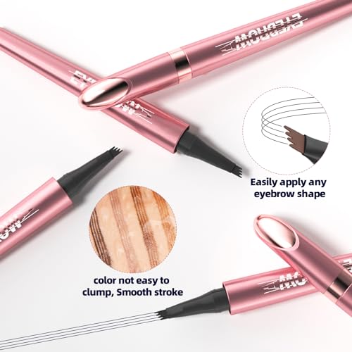 4D Four-Tip Eyebrow Pen - Waterproof, Long-Lasting, Smudge-Proof, Easy to Use for Perfect Brows and Defined Eyes - Light Brown Eyebrow Pencil