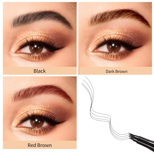 Magic Eyebrow Pencil Dark Brown, 4 Fork Tip Microblading Eyebrow Pen, 3d Waterproof Eyebrow Pencil, Eye Brow Pencils for Women Brown, Natural Brows Last All Day (Dark Brown)