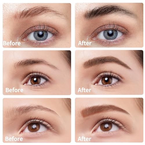 Magic Eyebrow Pencil Dark Brown, 4 Fork Tip Microblading Eyebrow Pen, 3d Waterproof Eyebrow Pencil, Eye Brow Pencils for Women Brown, Natural Brows Last All Day (Dark Brown)