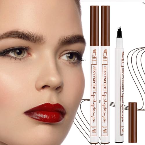 2024 New 2PCS 3D Magic Microblading Eyebrow Pencil, 4 Head Split Waterproof Long lasting Wild Eyebrow Pencil,Upgrade Fine Stroke Eyebrow Pen Makeup Eyebrow Pencil Stay on All Day (Dark Brown)