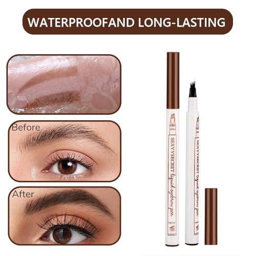 2024 New 2PCS 3D Magic Microblading Eyebrow Pencil, 4 Head Split Waterproof Long lasting Wild Eyebrow Pencil,Upgrade Fine Stroke Eyebrow Pen Makeup Eyebrow Pencil Stay on All Day (Dark Brown)