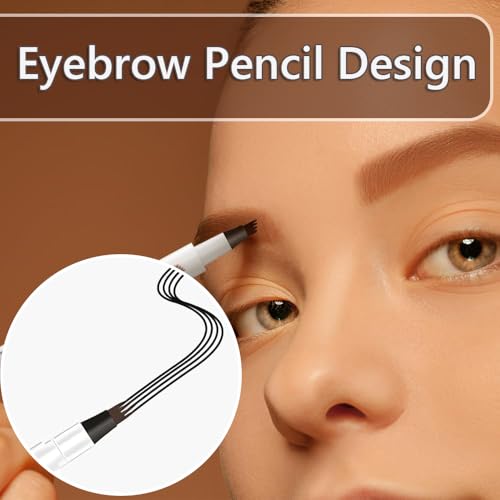 2024 New 2PCS 3D Magic Microblading Eyebrow Pencil, 4 Head Split Waterproof Long lasting Wild Eyebrow Pencil,Upgrade Fine Stroke Eyebrow Pen Makeup Eyebrow Pencil Stay on All Day (Dark Brown)
