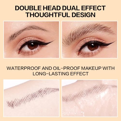 2 in 1 Magic 4-Tip Eyebrow Pencil, 2024 New Microblading Eyebrow Pen, Long-Lasting Natural Brows Eyebrow Pen, 3D Waterproof and Sweat Micro Eyebrow Pencil for Makeup Last All Day(Dark Brown)