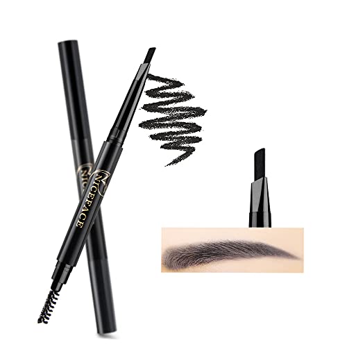 Eyebrow Pencil Black Double Ended Precision Waterproof Brow Cruelty Free(Black #1)