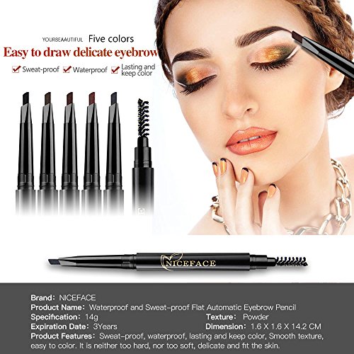 Eyebrow Pencil Black Double Ended Precision Waterproof Brow Cruelty Free(Black #1)