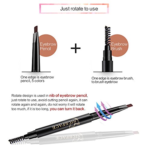 Eyebrow Pencil Black Double Ended Precision Waterproof Brow Cruelty Free(Black #1)