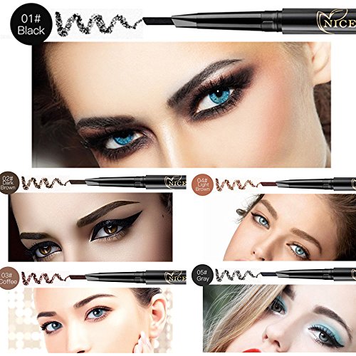 Eyebrow Pencil Black Double Ended Precision Waterproof Brow Cruelty Free(Black #1)