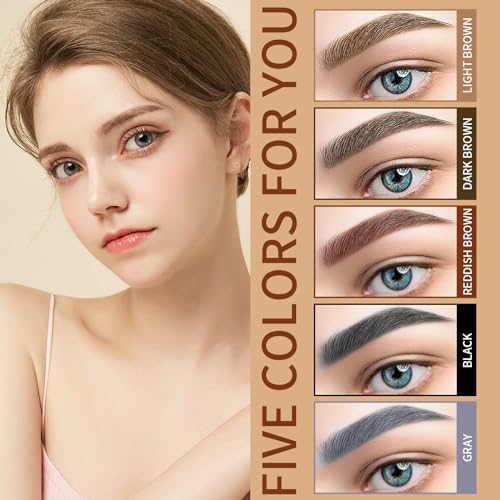 QIC Eyebrow 4 Tip Brow Pencil,Microblading Eyebrow Pen Waterproof Long-Lasting Eyebrow Microblading Pen Eyebrow Pencil with an Upgrade Micro-Fork Tip Applicator for Natural Eyebrow (Light Brown-01)