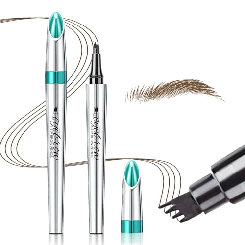 Eyebrow Pencil Eyebrow Microblading Pen - Eyebrow Pen Micro 4 Point Brow Pen Lift & Snatch Eyebrow Eye Makeup Long-Lasting Waterproof & Smudge-proof Natural Eyebrow Hair (Dark Brown)