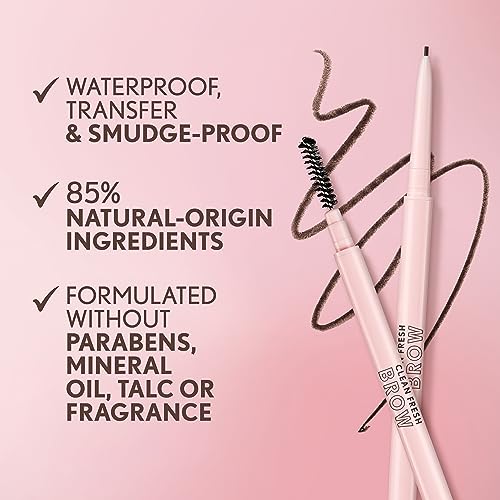 Covergirl Clean Fresh Brow Nano, 700 Black Brown, Eyebrow Pencil, Ultra-Precise Tip, Waterproof, Transfer-Resistant, Built-In Spoolie, Vegan Formula, 0.001oz