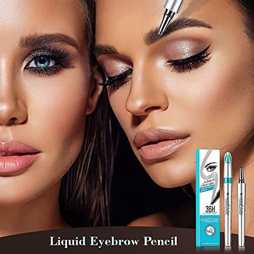 Eyebrow Pencil Eyebrow Microblading Pen - Eyebrow Pen Micro 4 Point Brow Pen Lift & Snatch Eyebrow Eye Makeup Long-Lasting Waterproof & Smudge-proof Natural Eyebrow Hair (Dark Brown)