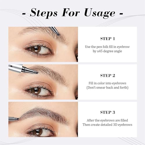 Eyebrow Pencil Eyebrow Microblading Pen - Eyebrow Pen Micro 4 Point Brow Pen Lift & Snatch Eyebrow Eye Makeup Long-Lasting Waterproof & Smudge-proof Natural Eyebrow Hair (Dark Brown)