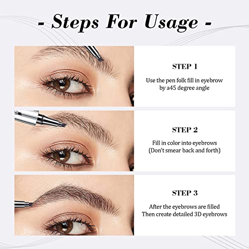 Eyebrow Pencil Eyebrow Microblading Pen - Eyebrow Pen Micro 4 Point Brow Pen Lift & Snatch Eyebrow Eye Makeup Long-Lasting Waterproof & Smudge-proof Natural Eyebrow Hair (Dark Brown)