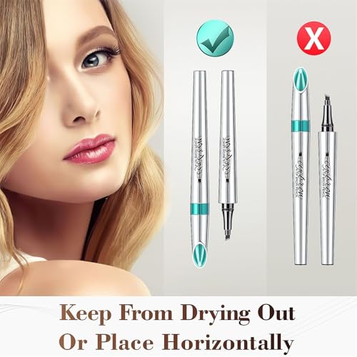 Eyebrow Pencil Eyebrow Microblading Pen - Eyebrow Pen Micro 4 Point Brow Pen Lift & Snatch Eyebrow Eye Makeup Long-Lasting Waterproof & Smudge-proof Natural Eyebrow Hair (Dark Brown)