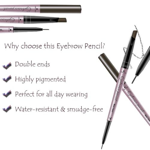 [ 2 Pack]Eyebrow Pencil, Waterproof Eyebrow Makeup with Dual Ends, Professional Brow Enhancing Kit with Eyebrow Brush (Dark Brown #1)