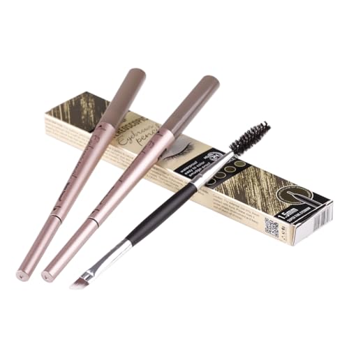 [ 2 Pack]Eyebrow Pencil, Waterproof Eyebrow Makeup with Dual Ends, Professional Brow Enhancing Kit with Eyebrow Brush (Dark Brown #1)