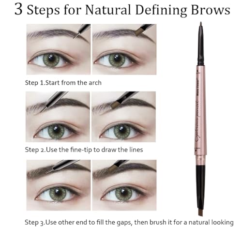 [ 2 Pack]Eyebrow Pencil, Waterproof Eyebrow Makeup with Dual Ends, Professional Brow Enhancing Kit with Eyebrow Brush (Dark Brown #1)
