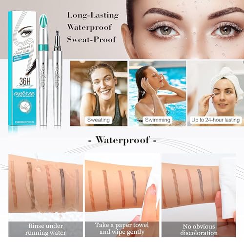 Eyebrow Pencil Eyebrow Microblading Pen - Waterproof Eyebrow Pen Micro 4 Point Brow Pen Lift & Snatch Long-Lasting Eyebrow Microblading Pen Eyebrow Makeup for Perfect Brows (Light Brown)