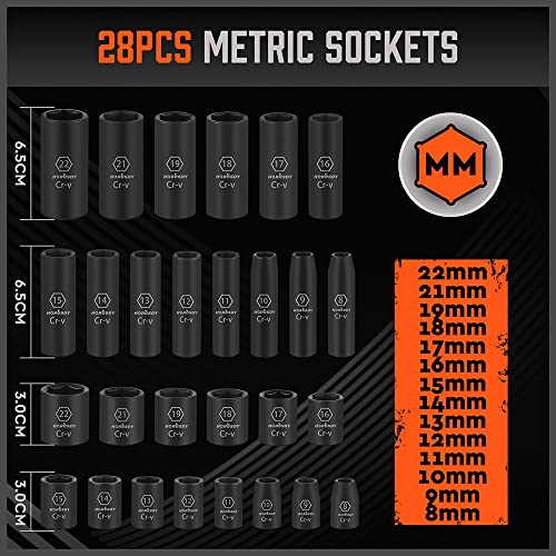 HORUSDY 50-Piece Impact Socket Set, Standard & Metric