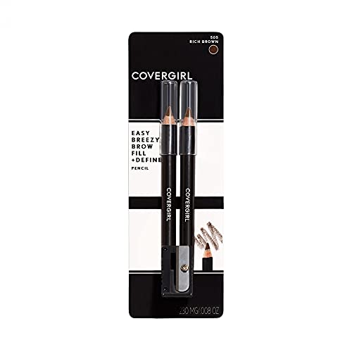 COVERGIRL - Easy Breezy Brow Fill + Define Brow Pencil, Sharpener Included, Long-Lasting, Deeply Pigmented, Blendable Formula, 100% Cruelty-Free