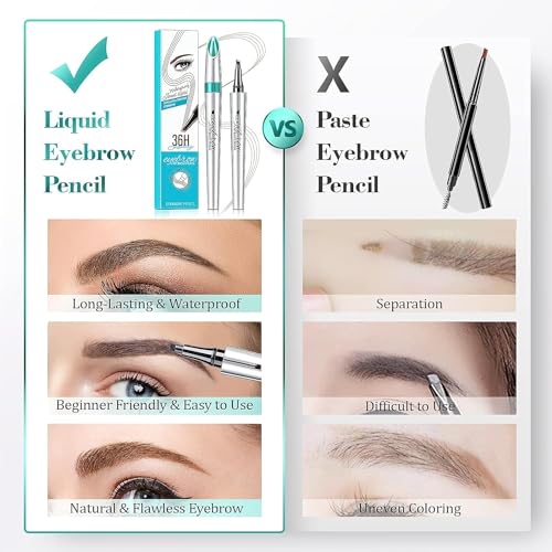 Eyebrow Pencil Eyebrow Microblading Pen - Waterproof Eyebrow Pen Micro 4 Point Brow Pen Lift & Snatch Long-Lasting Eyebrow Microblading Pen Eyebrow Makeup for Perfect Brows (Light Brown)