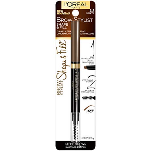 L'Oreal Paris Brow Stylist Shape & Fill Mechanical Eye Brow Makeup Pencil, Brunette, 0.008 oz.