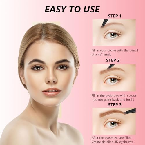 Eyebrow Pencil Eyebrow Microblading Pen - 4 Tip Microblade Eyebrow Pencil - Eye Makeup Eyebrow Pen with Waterproof, Smudge-proof and Long Lasting, Eyebrow Makeup for Natural Eyebrow Hair - Black