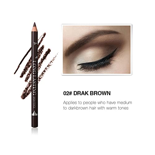 SUMEITANG 12 Pcs Dark Brown Eyebrow Pencil Eyeliner Makeup，Soft Textured，Easy to Color，Waterproof，Long Lasting Eyebrow Tint Pen for Fills in Sparse Areas and Gaps Create a Natural Eye Brow