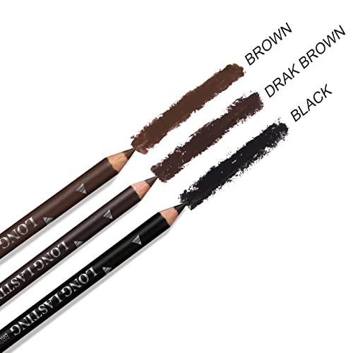 SUMEITANG 12 Pcs Dark Brown Eyebrow Pencil Eyeliner Makeup，Soft Textured，Easy to Color，Waterproof，Long Lasting Eyebrow Tint Pen for Fills in Sparse Areas and Gaps Create a Natural Eye Brow