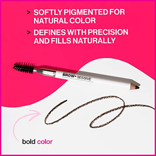 wet n wild Brow-Sessive Brow Pencil, Ultra-Precise Dual Ended Spoolie Brush for Perfect Buildable Blendable Shaping, Natural Lasting Shades for Every Brow, Cruelty-Free & Vegan - Dark Brown(Packaged)