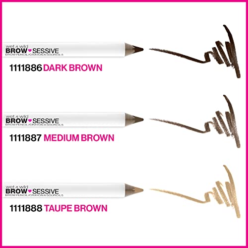wet n wild Brow-Sessive Brow Pencil, Ultra-Precise Dual Ended Spoolie Brush for Perfect Buildable Blendable Shaping, Natural Lasting Shades for Every Brow, Cruelty-Free & Vegan - Dark Brown(Packaged)