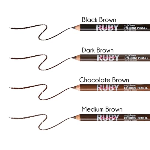 Ruby Kisses GoBrow Eyebrow Pencil, Sharpenable, Longwear, Long Lasting Eyebrow Wooden Pencil for Natural-Looking Brows 3 PACK (Black Brown)