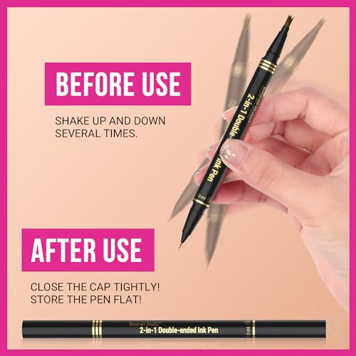 iMethod Microblading Eyebrow Pencil - Brow Pencil 2-in-1 Dual-Ended Eyebrow Pen with 3-Prong Micro-Fork-Tip Applicator & Precise Brush-Tip Creates Natural-Looking Brows, Stay on All Day, Brown