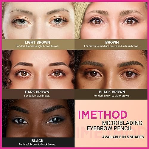 iMethod Microblading Eyebrow Pencil - Brow Pencil 2-in-1 Dual-Ended Eyebrow Pen with 3-Prong Micro-Fork-Tip Applicator & Precise Brush-Tip Creates Natural-Looking Brows, Stay on All Day, Brown