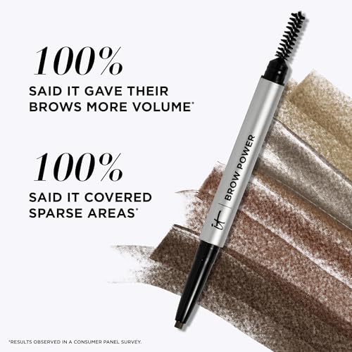 IT Cosmetics Brow Power Eyebrow Pencil, Universal Taupe - Long-Lasting, Budge-Proof Formula - With Biotin - For Light to Medium Brown & Gray Hair Colors - 0.005 oz