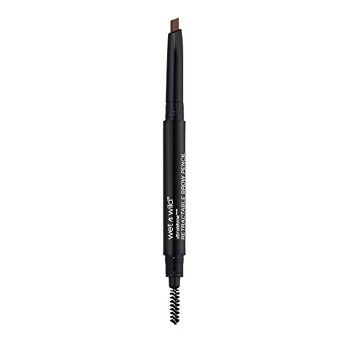 wet n wild Ultimate Eyebrow Retractable Definer Pencil, Medium Brown, Dual-Sided Brow Brush, Fine Tip, Shapes, Defines, Fills Brow Makeup