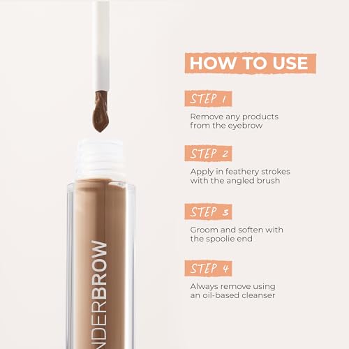 WUNDERBROW Waterproof Eyebrow Gel, Brunette, Vegan and Cruelty-Free