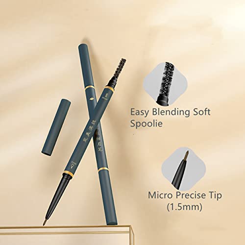 Thin Eyebrow Pencil,3 PCS Professional Waterproof Makeup Micro Brow Pencil,Brow Kit with Eyebrow Brush and Razor,Ultra-Fine Mechanical Pencil