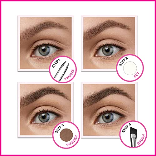 wet n wild Ultimate Eyebrow Makeup Kit, Eyebrow Powder Dark Brown, Brow Hair Removal Tweezers, Wax, Brush